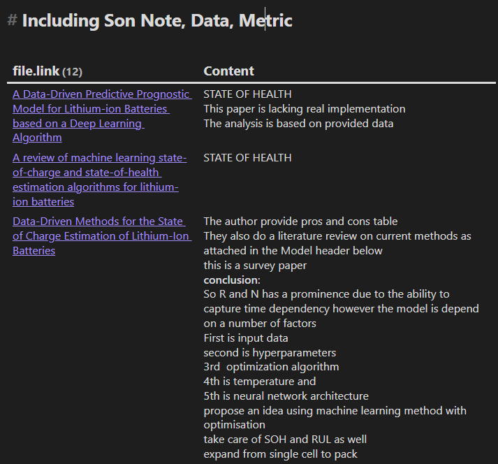 summary table from obsidian